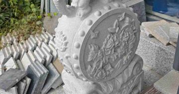 日喀则布芝麻白抱鼓石 庭院抱鼓石