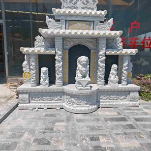 日喀则布芝麻白中国黑石材套墓 花岗岩墓碑